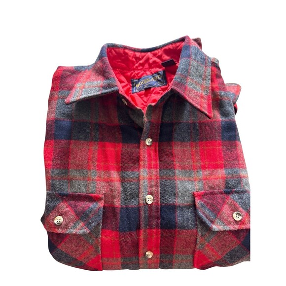 VTG Grandpa Core Farmer Grunge WOODLAND 90% Wool Red Plaid Flannel Sz XL - Picture 7 of 13